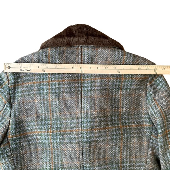 Tweed Vintage Topcoat 40 Wool Faux Fur Three Button Long Brown Lined Overcoat - Picture 11 of 11